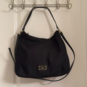Kate Spade New York Black Gold Justyne Blake Avenue Nylon Hobo Shoulder Bag